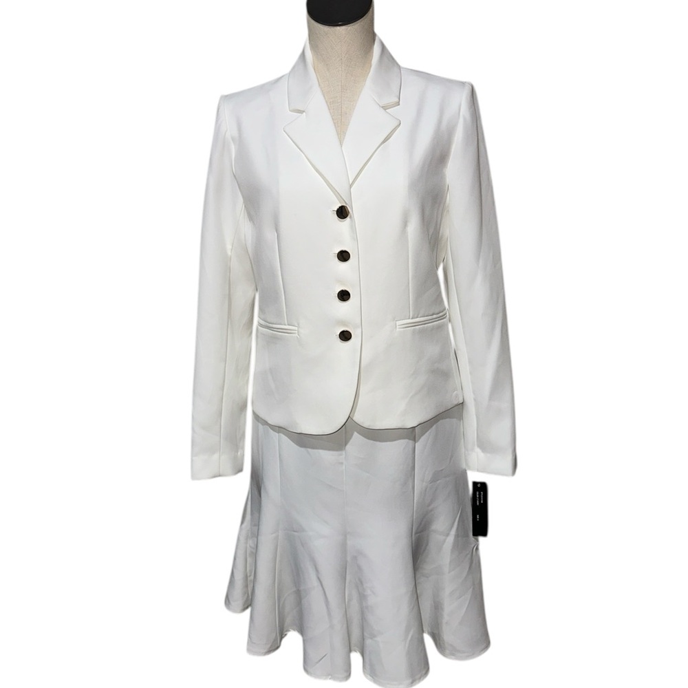 NWT Shelby Rose New York True Red 2PCs Suit Set Blazer Skirt SZ-6 White - Picture 4 of 6